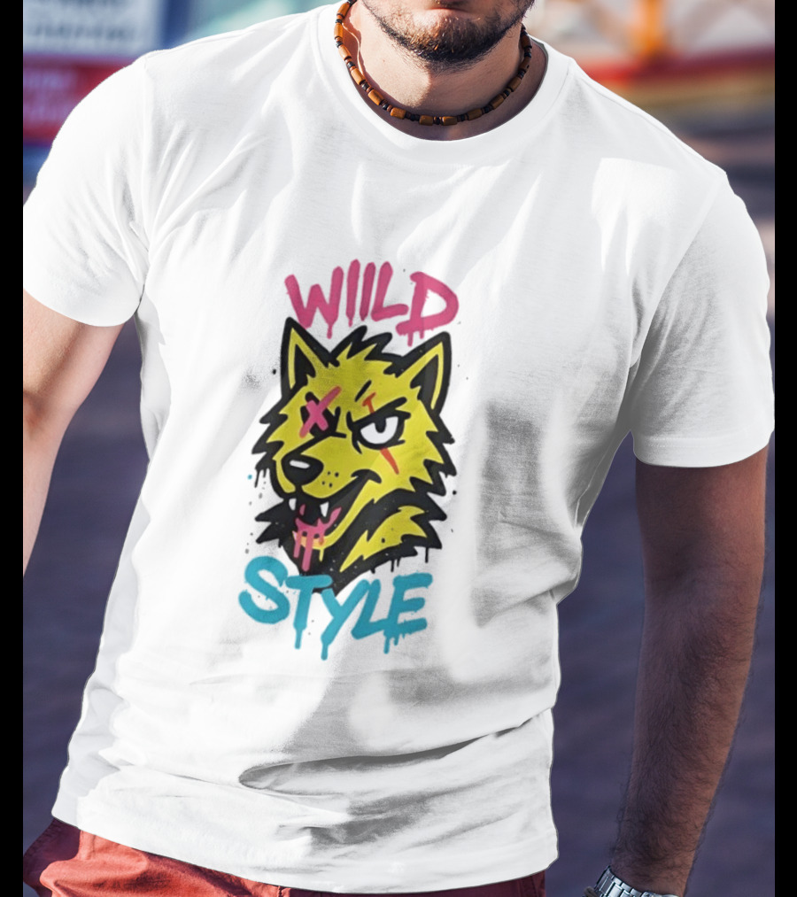 Wild Wolf Wild Style Graffiti Art Urban Streetwear T-Shirt
