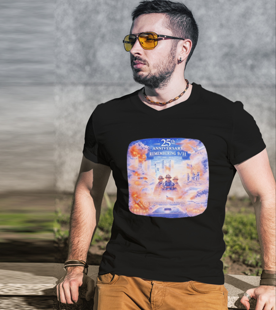 25th Anniversary Remembering 9/11 Memorial 2001 2026 Never Forget America T-Shirt