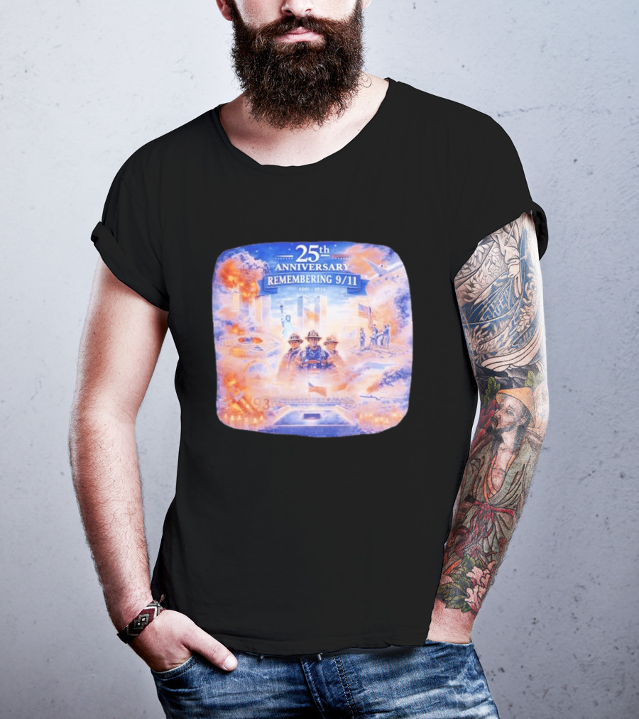 25th Anniversary Remembering 9/11 Memorial 2001 2026 Never Forget America T-Shirt