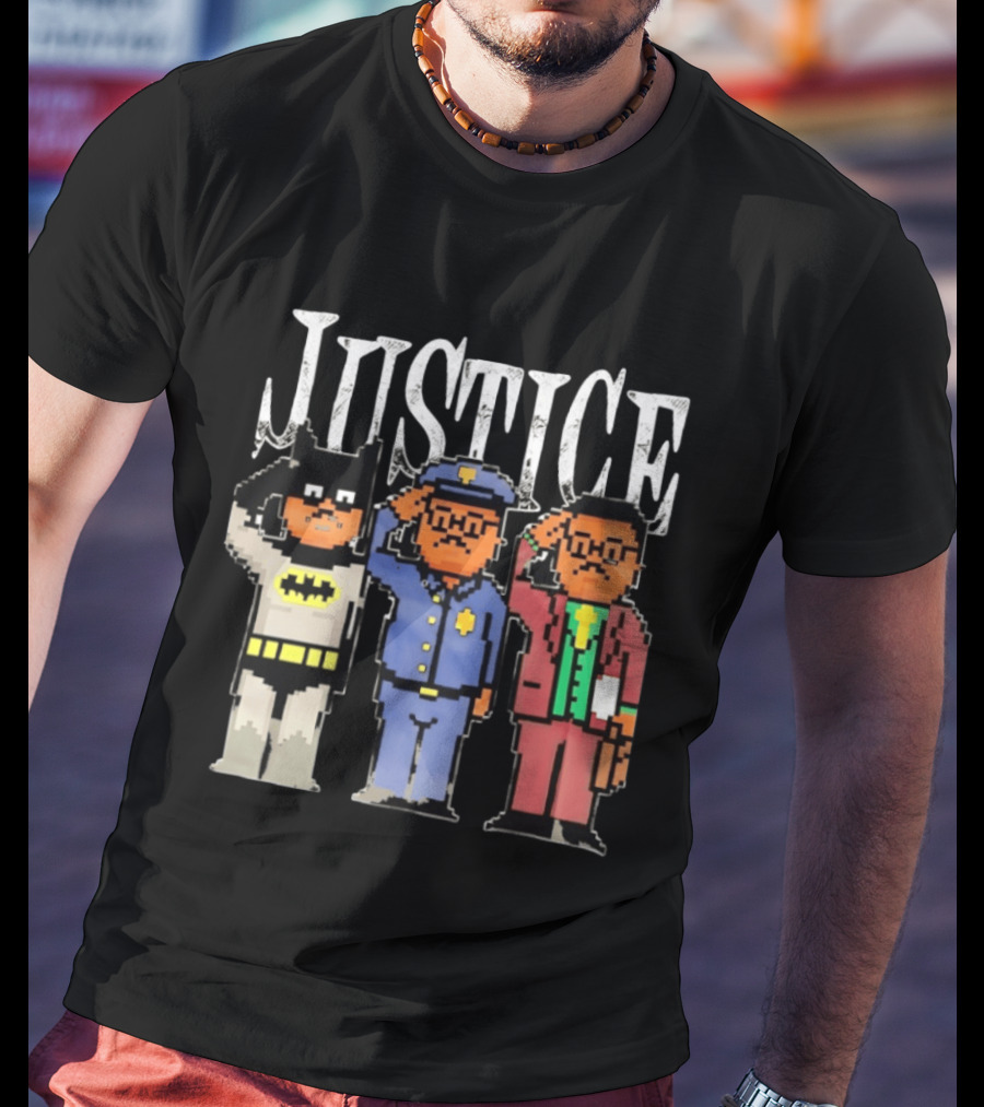 Justice Batman Police Officer Joker Pixel T-Shirt