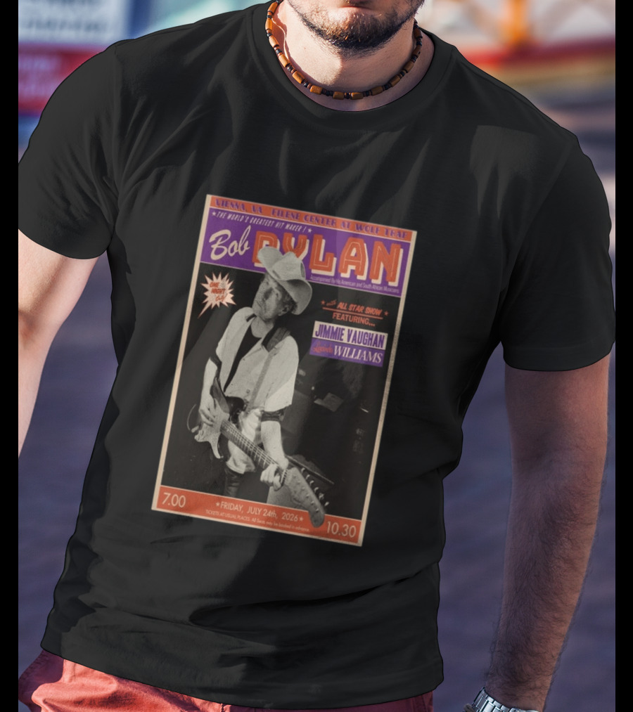 Bob Dylan July 24 2026 Vienna Virginia Filene Center Wolf Trap Jimmie Vaughan Lucinda Williams Concert T-Shirt