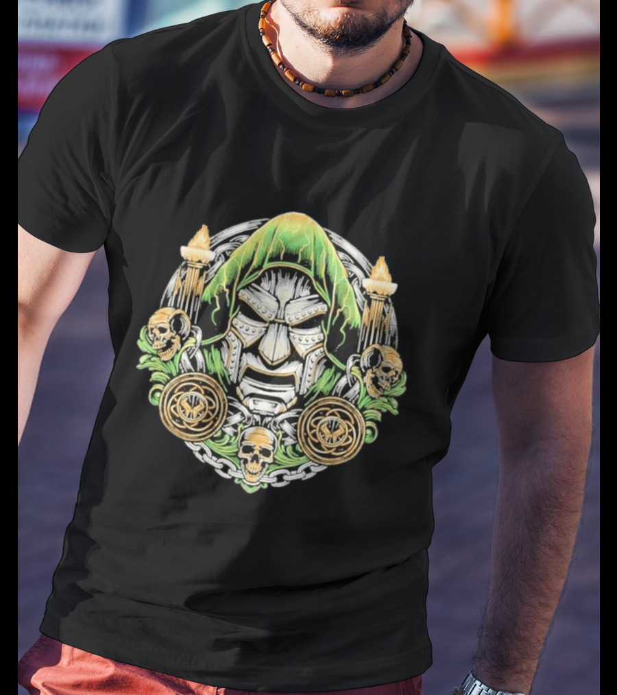 Doctor Doom Welcome To The Age Of Doom Skull And Torches T-Shirt