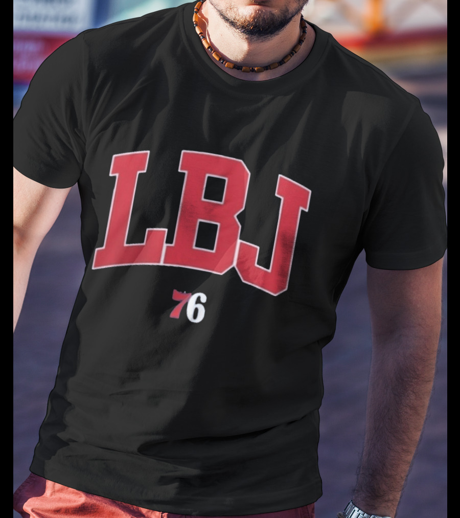 LBJ 76ers Red And White Text Combination T-Shirt