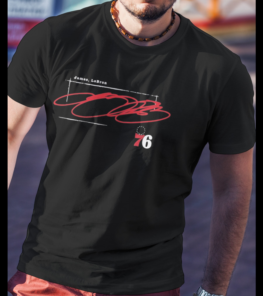 LeBron James Philadelphia 76ers Red 76 Basketball Big T-Shirt
