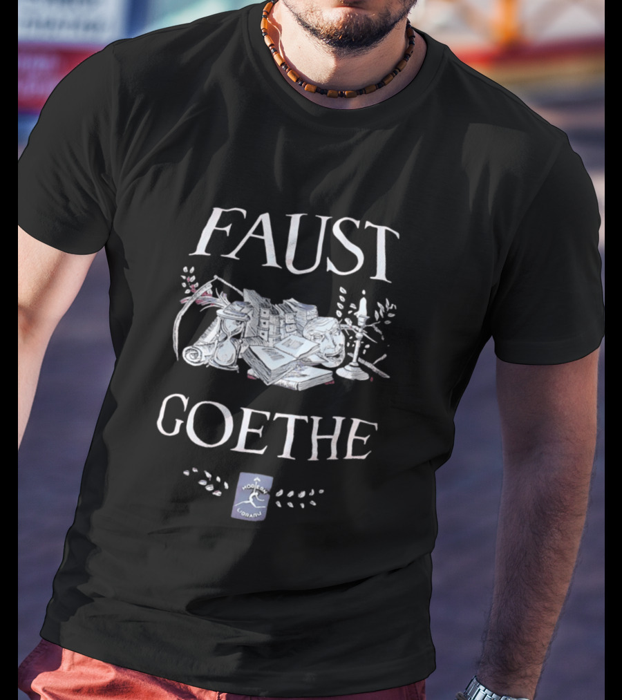 Faust Goethe Modern Library Candles Books Hourglass Art Literature T-Shirt
