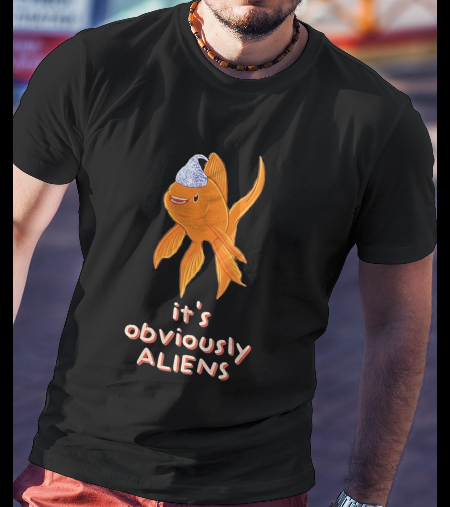Goldfish Tin Foil Hat It's Obviously Aliens T-Shirt