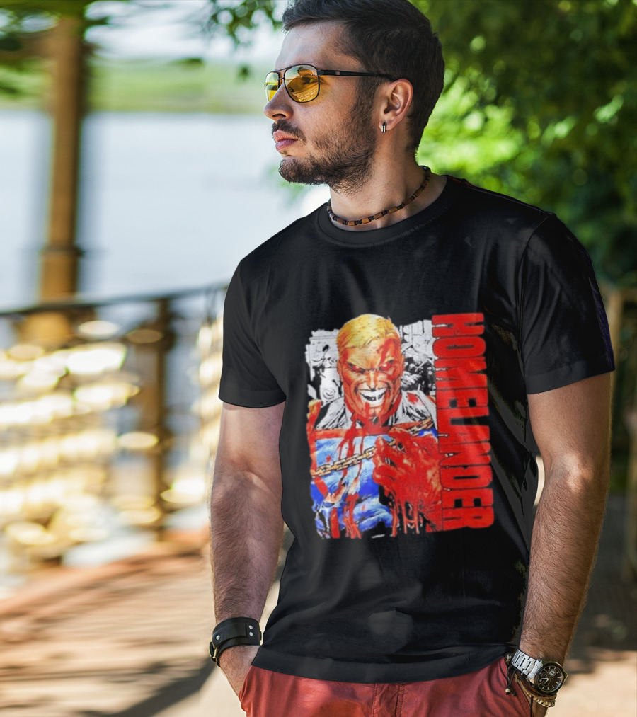 Homelander The Boys Superhero Cartoon Blood Splattered Image T-Shirt