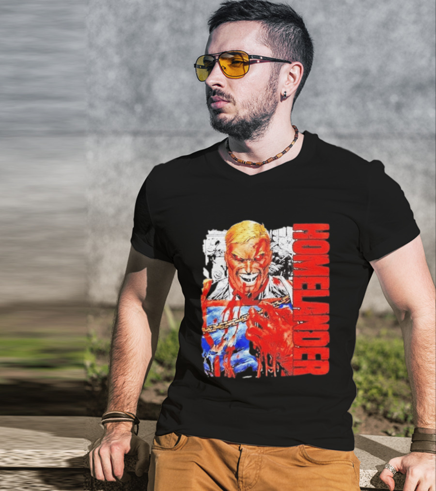 Homelander The Boys Superhero Cartoon Blood Splattered Image T-Shirt