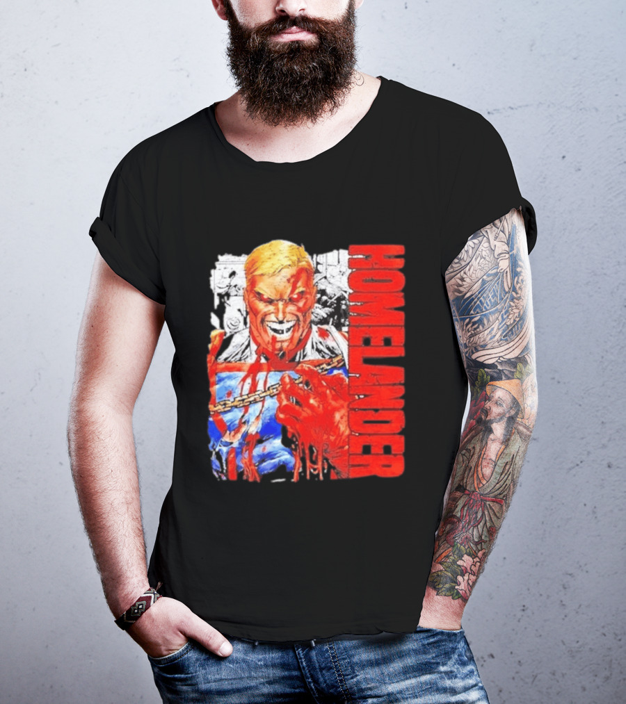 Homelander The Boys Superhero Cartoon Blood Splattered Image T-Shirt