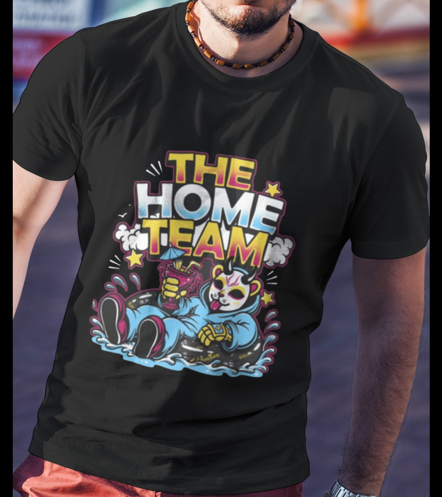 The Home Team Pool Party Eris Floating Demon With Drink T-Shirt