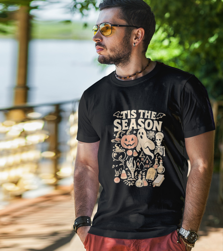 Tis The Season Pumpkin Ghost Skeleton Halloween 2026 T-Shirt
