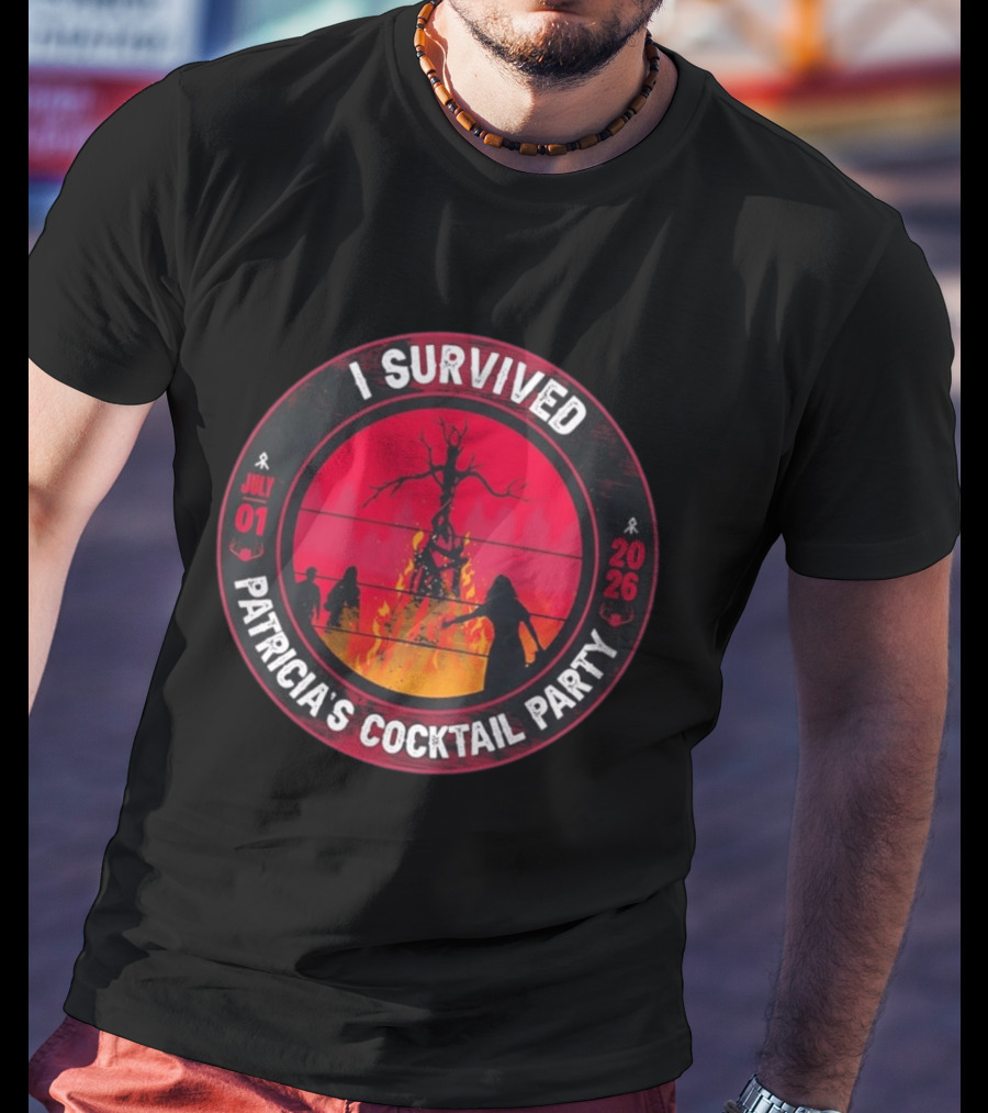 I Survived Patricia's Cocktail Party July 01 2026 Witchy Bonfire Dark Forest T-Shirt