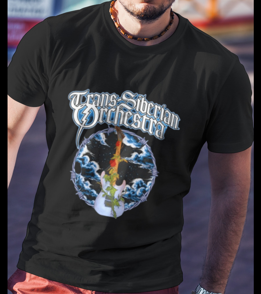 Trans Siberian Orchestra Cloud Guitar With Barbed Wire And Roses T-Shirt