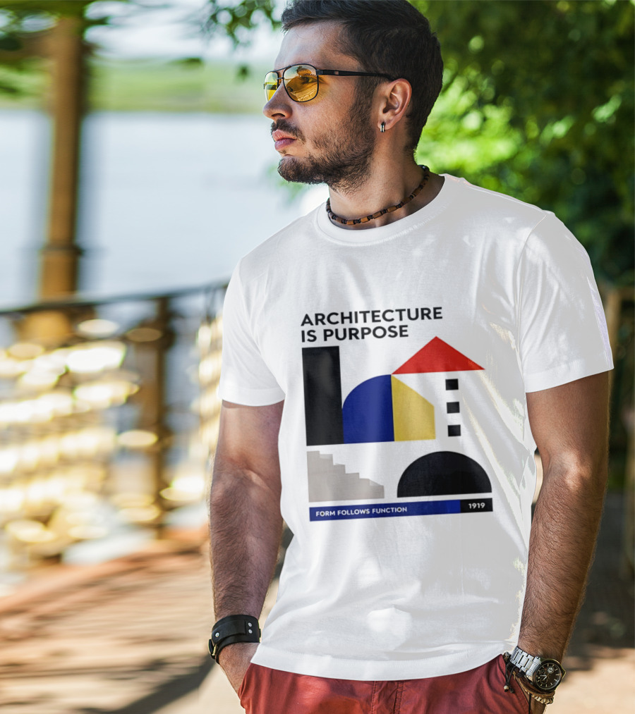 Architecture Is Purpose Form Follows Function 1919 Bauhaus Geometric Shapes T-Shirt