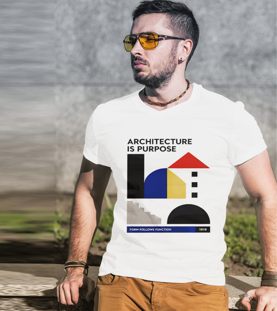 Architecture Is Purpose Form Follows Function 1919 Bauhaus Geometric Shapes T-Shirt