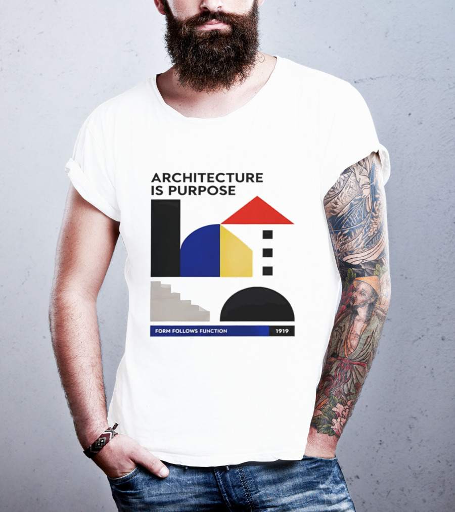 Architecture Is Purpose Form Follows Function 1919 Bauhaus Geometric Shapes T-Shirt