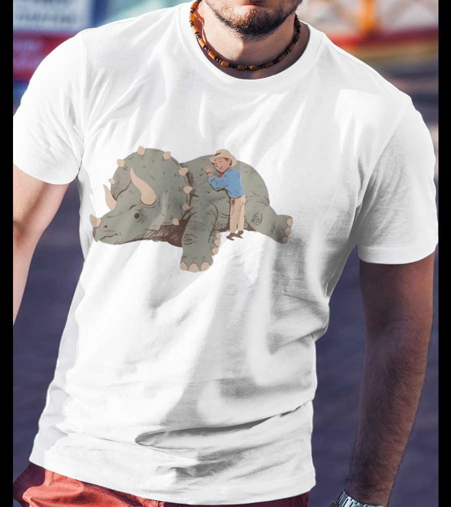 Be Kind Cowboy Embraces Friendly Triceratops Dinosaur T-Shirt