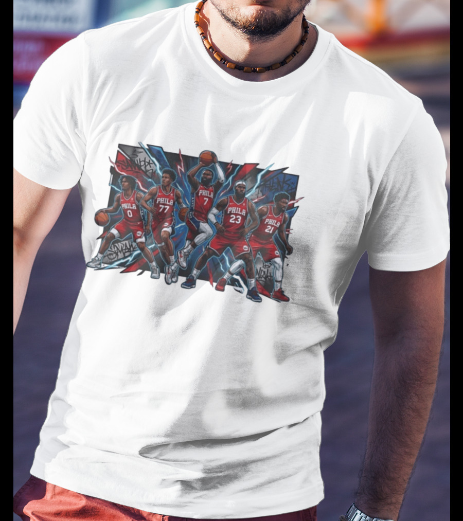 Philadelphia 76ers Players 0 77 7 23 21 Phila Red Jersey Team Slam Dunk Street T-Shirt