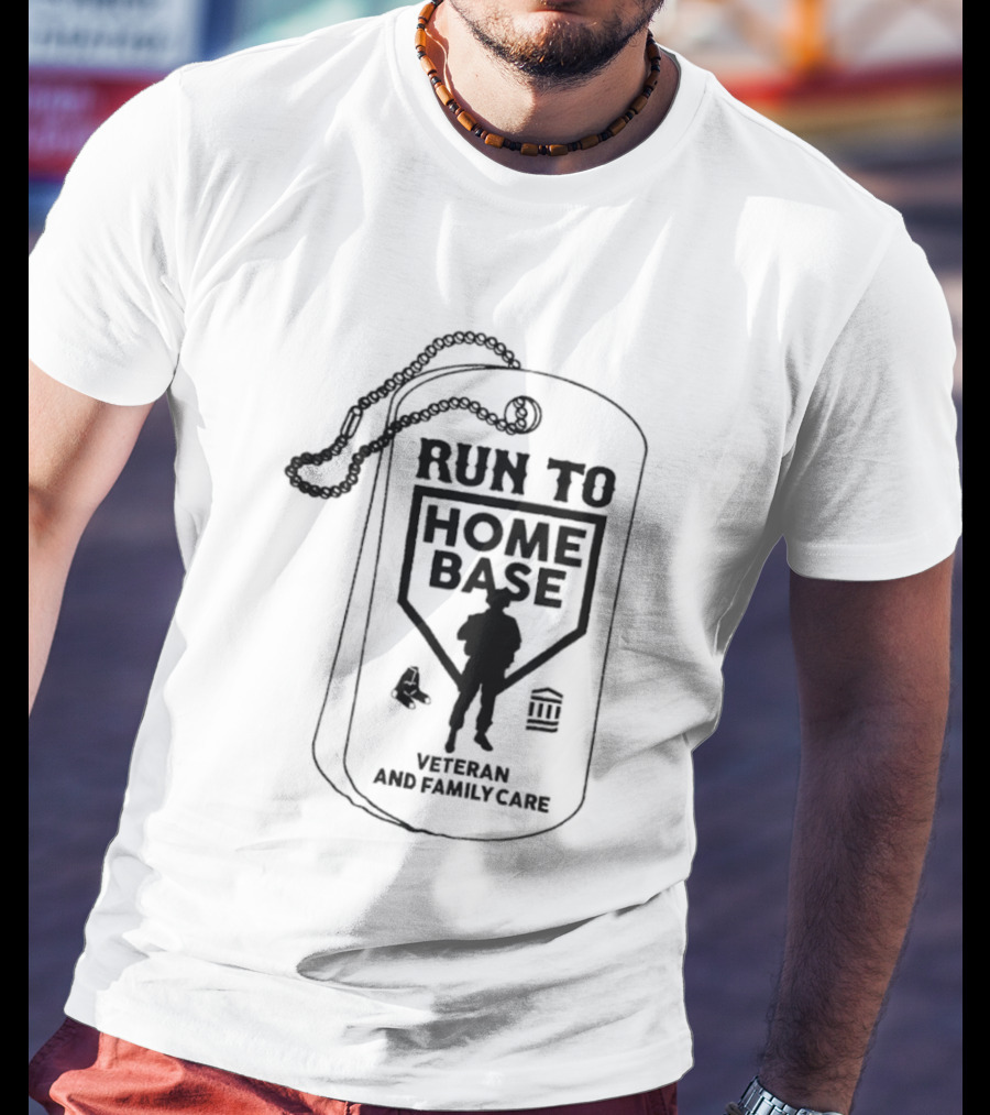 Run To Home Base Veteran And Family Care Dog Tag T-Shirt