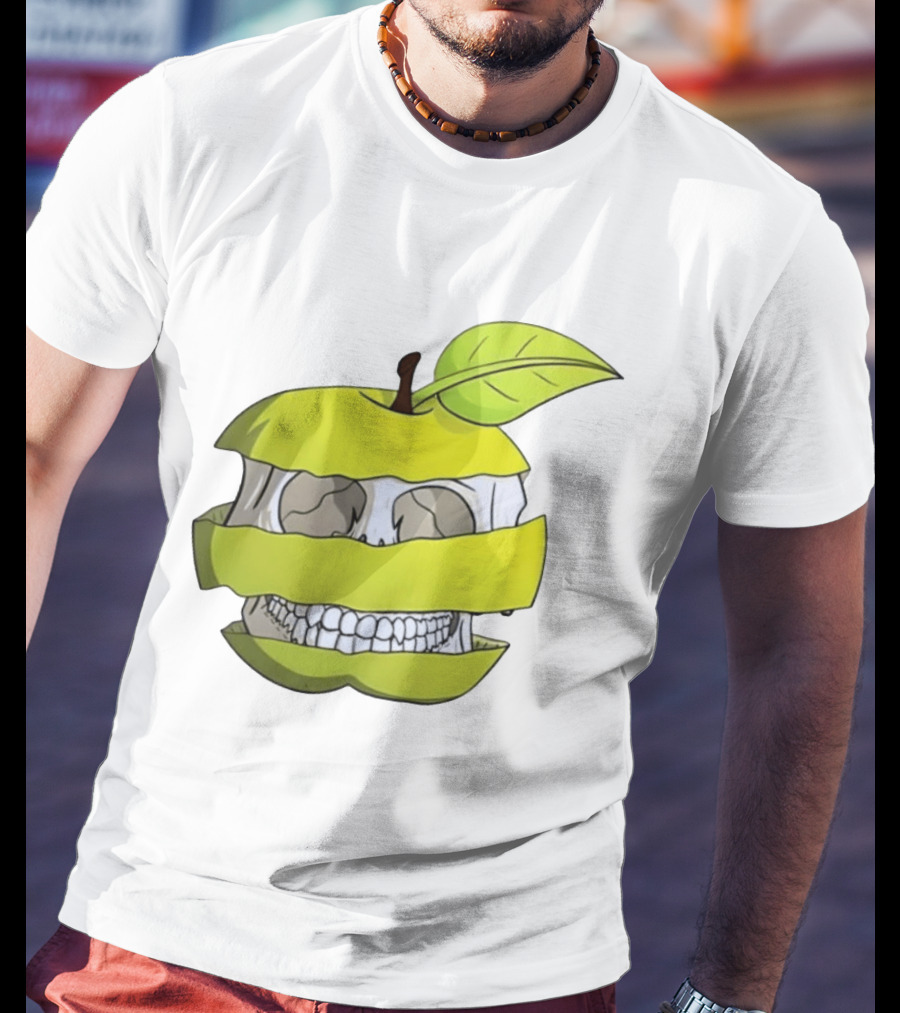 Skull Apple Forbidden Fruit Creative Slice T-Shirt