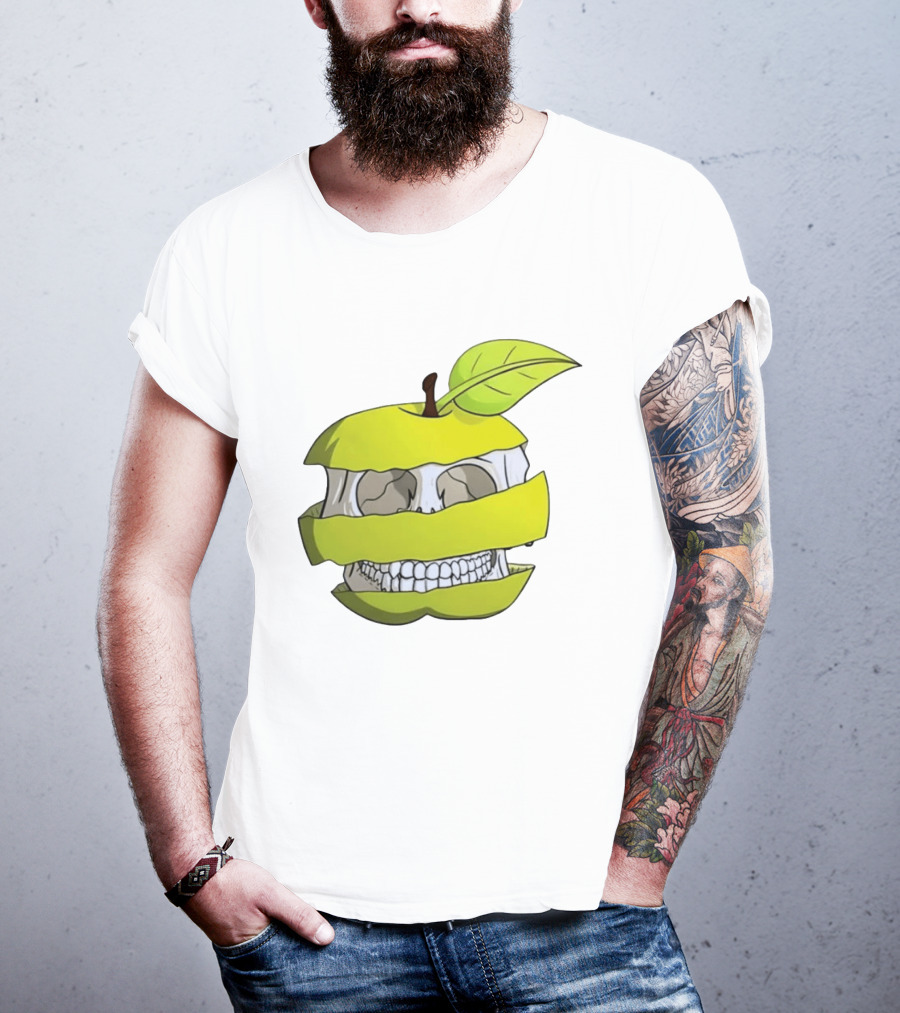 Skull Apple Forbidden Fruit Creative Slice T-Shirt