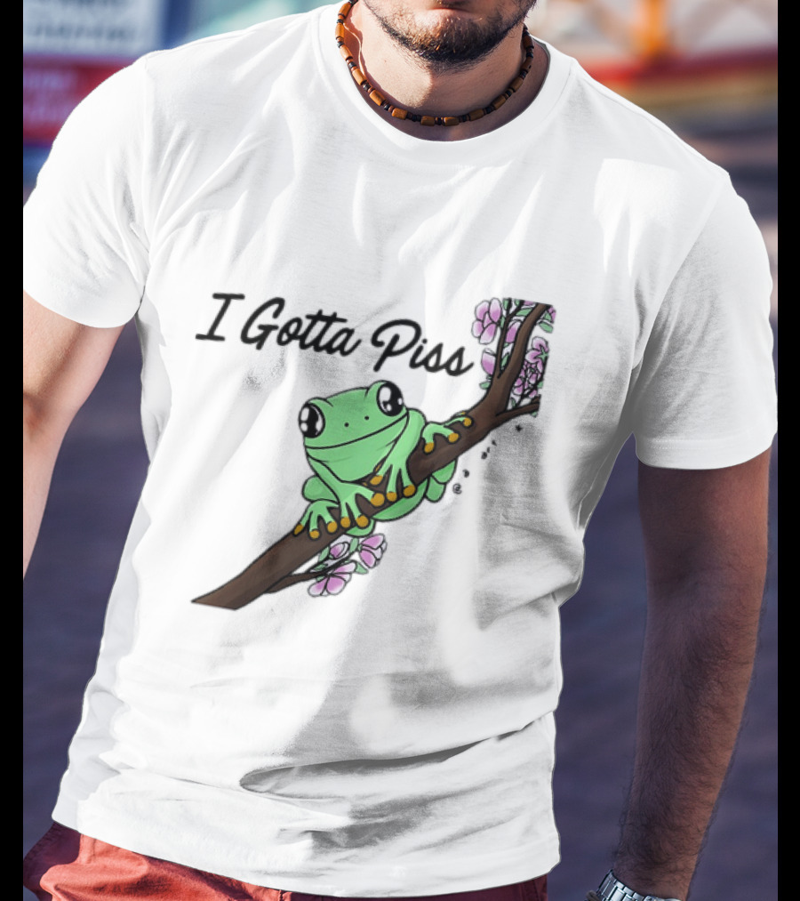 I Gotta Piss Frog On Branch With Flowers T-Shirt