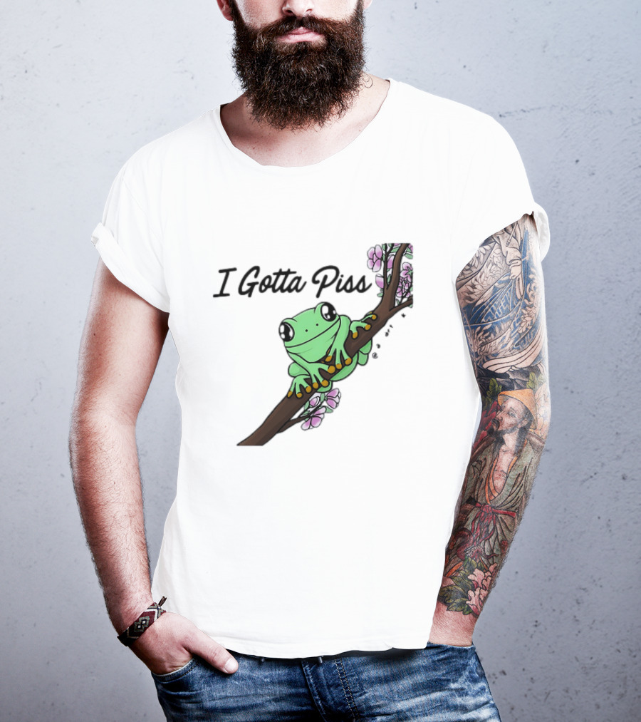 I Gotta Piss Frog On Branch With Flowers T-Shirt