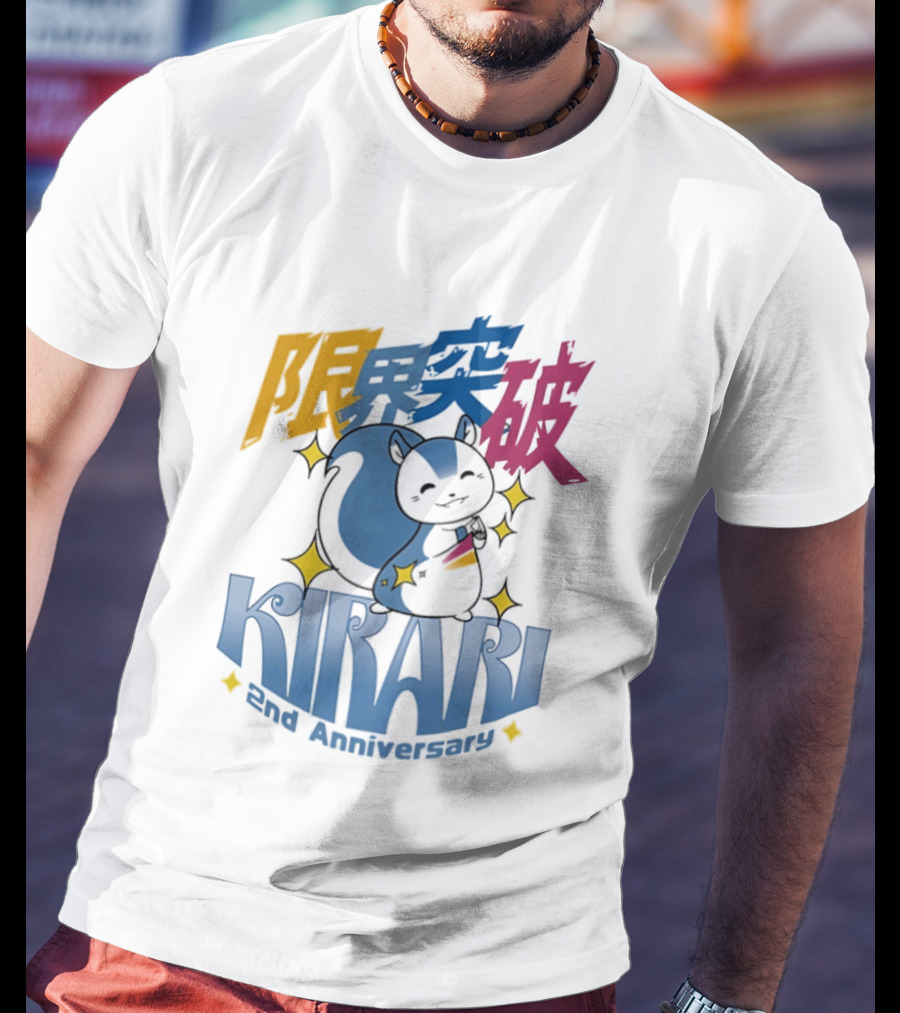 Kirari 2nd Anniversary Genkai Toppa Anime Celebration With Cute Character And Sparkles T-Shirt