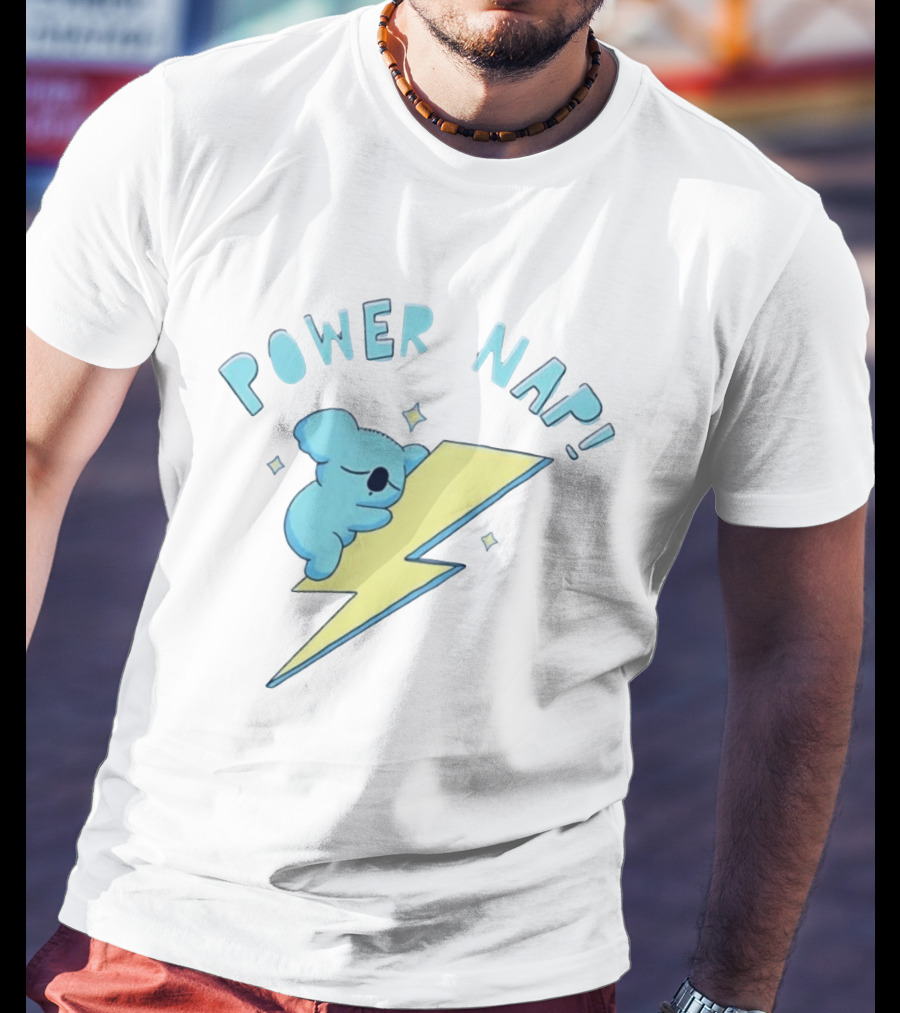 Koala Power Nap Sleeping On Lightning Bolt T-Shirt