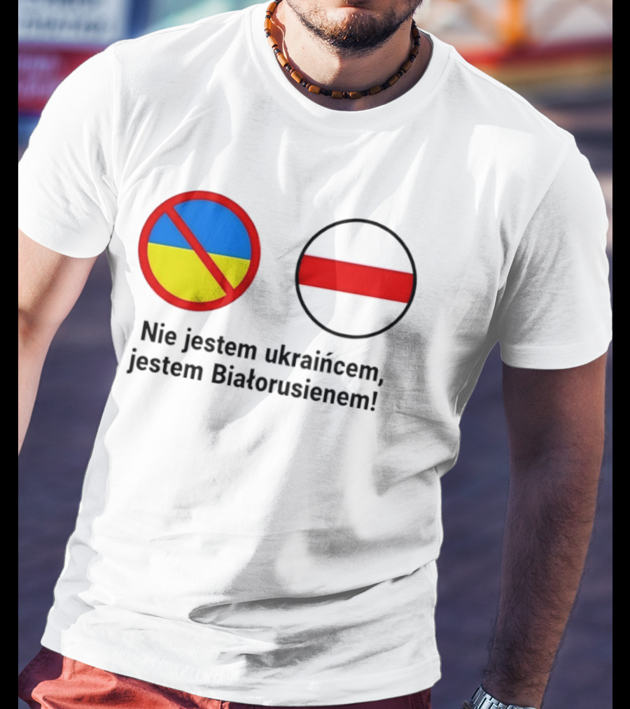 Nie Jestem Ukraińcem Jestem Białorusienem Symbol Z Flagi T-Shirt