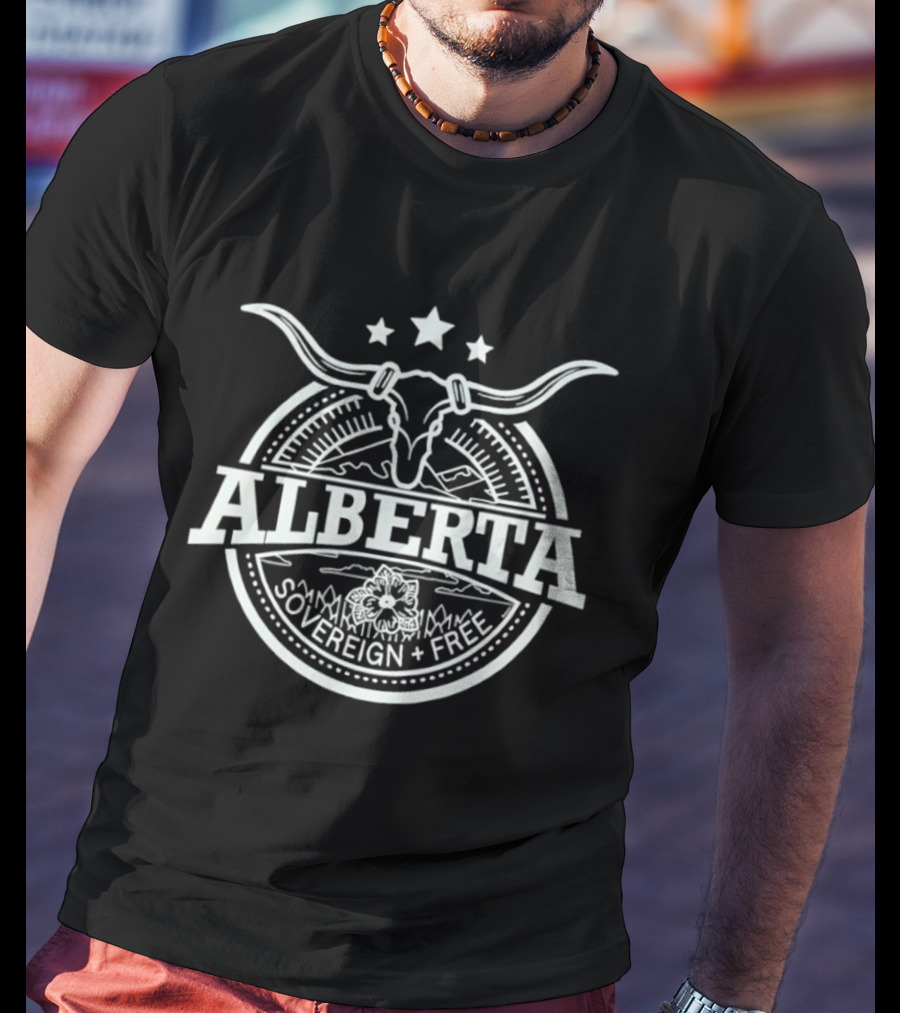 Alberta Cow Skull Sovereign Free Province T-Shirt