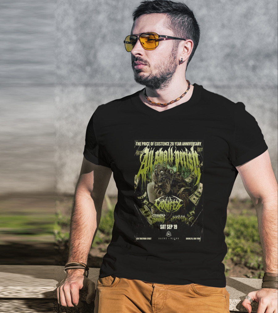 The Price Of Existence 20 Year Anniversary All Shall Perish Sat Sep 19 Brooklyn Saint Vitus T-Shirt