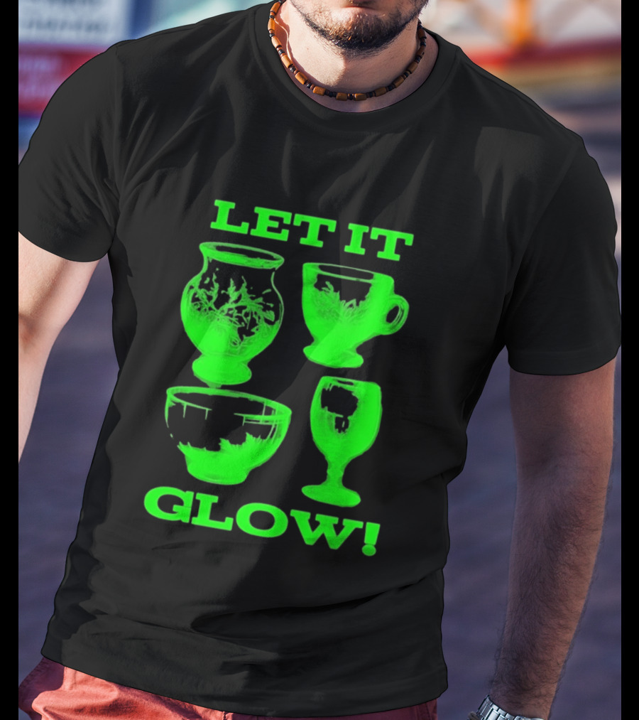 Let It Glow Uranium Glassware Vaseline Glass Vintage Collectors Neon Green T-Shirt