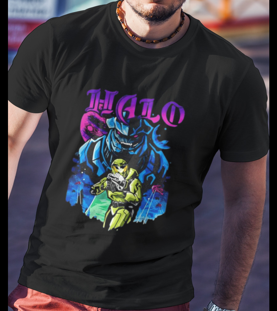 Halo Master Chief Arbiter Video Game Battle Scene T-Shirt