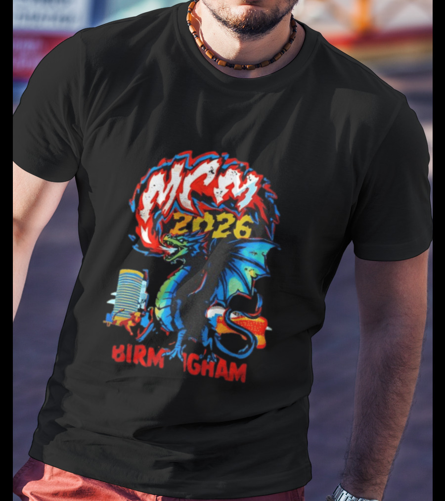 MCM 2026 Birmingham Dragon Fire Skyline Bull Event Souvenir T-Shirt