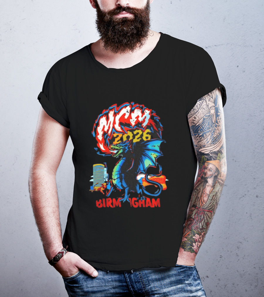 MCM 2026 Birmingham Dragon Fire Skyline Bull Event Souvenir T-Shirt