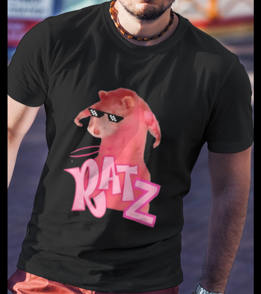 RATZ Muscular Pink Toned Rat Pixel Thug Life Sunglasses Bratz Doll T-Shirt