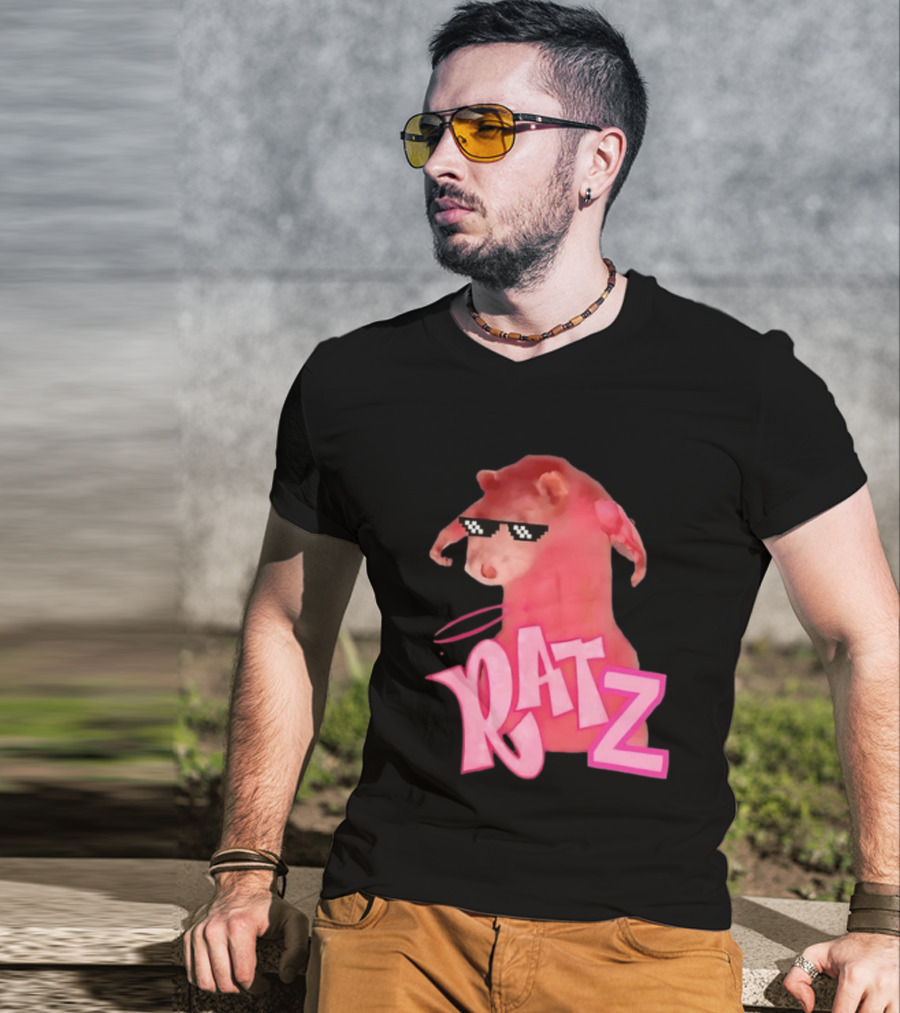 RATZ Muscular Pink Toned Rat Pixel Thug Life Sunglasses Bratz Doll T-Shirt