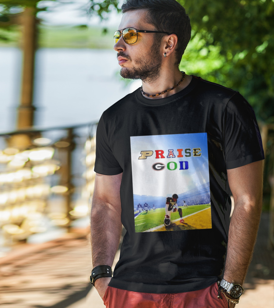 Texas AM Football Player No 7 Praise God Stadium Scene T-Shirt