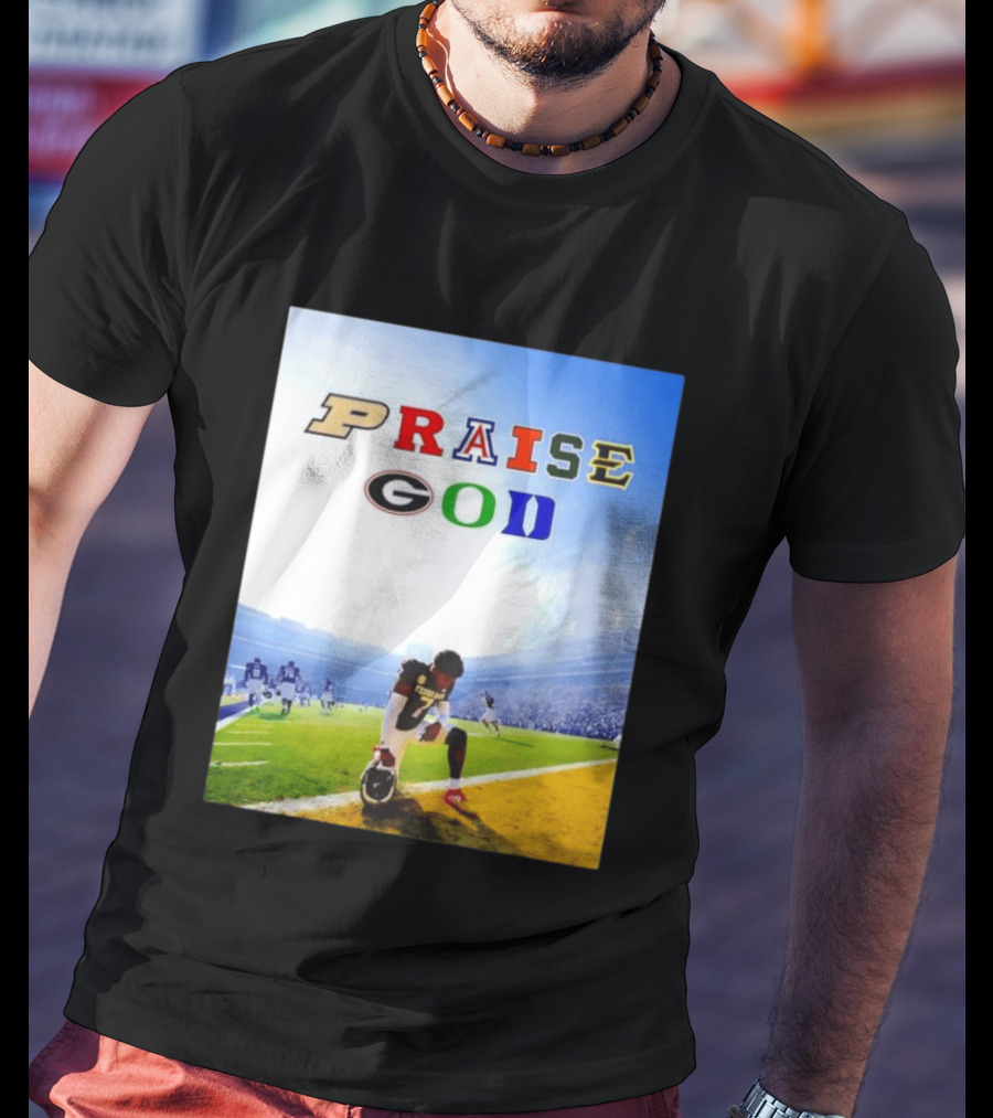 Texas AM Football Player No 7 Praise God Stadium Scene T-Shirt