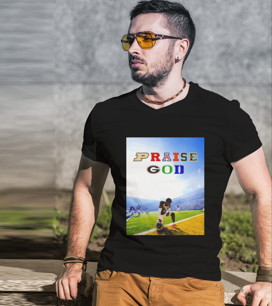 Texas AM Football Player No 7 Praise God Stadium Scene T-Shirt