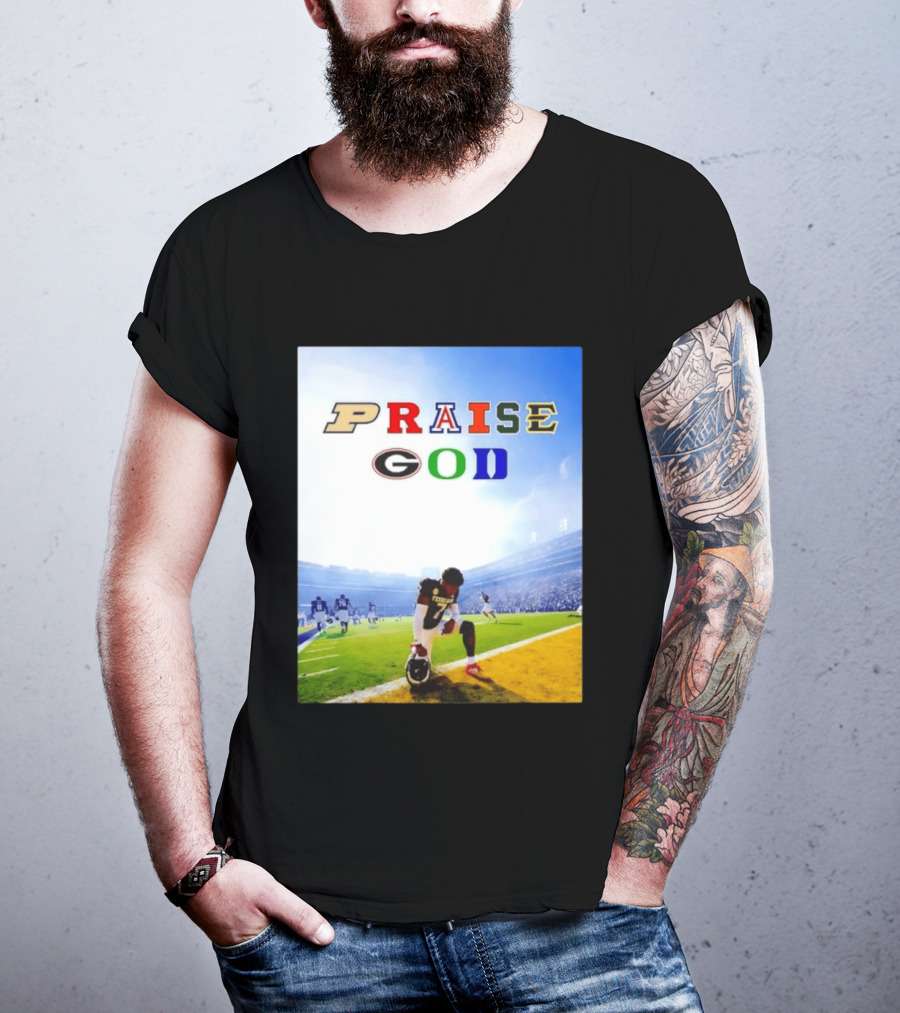 Texas AM Football Player No 7 Praise God Stadium Scene T-Shirt