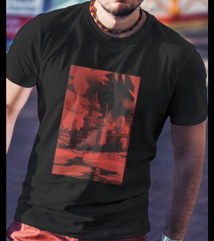The Barbarians Of California Megatons Pull Retro Futuristic Cityscape Airships T-Shirt