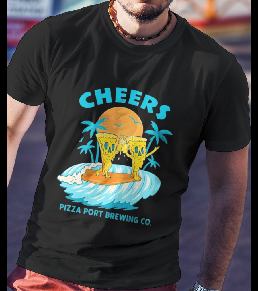 Pizza Port Brewing Co Cheers Surfing Pizza Wave T-Shirt
