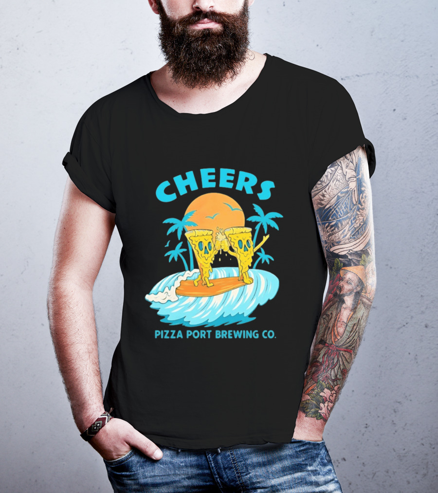 Pizza Port Brewing Co Cheers Surfing Pizza Wave T-Shirt