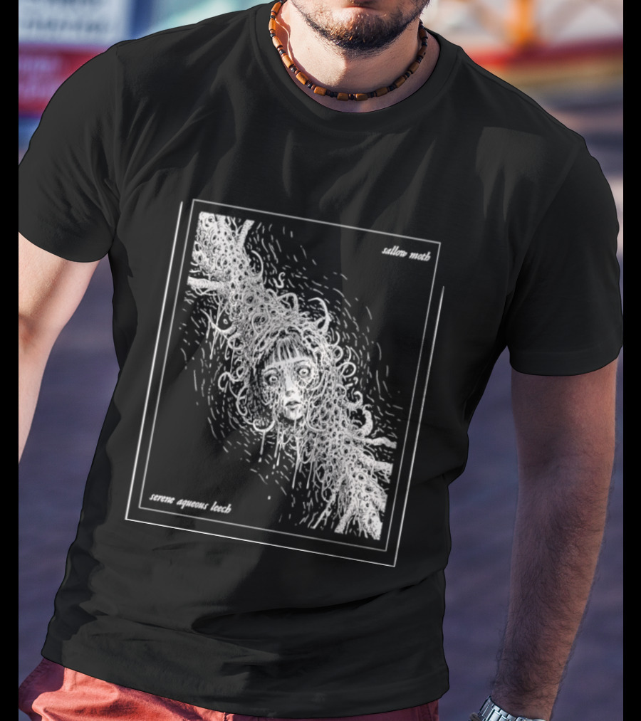 Sallow Moth Serene Aqueous Leech Surreal Horror Waveform T-Shirt