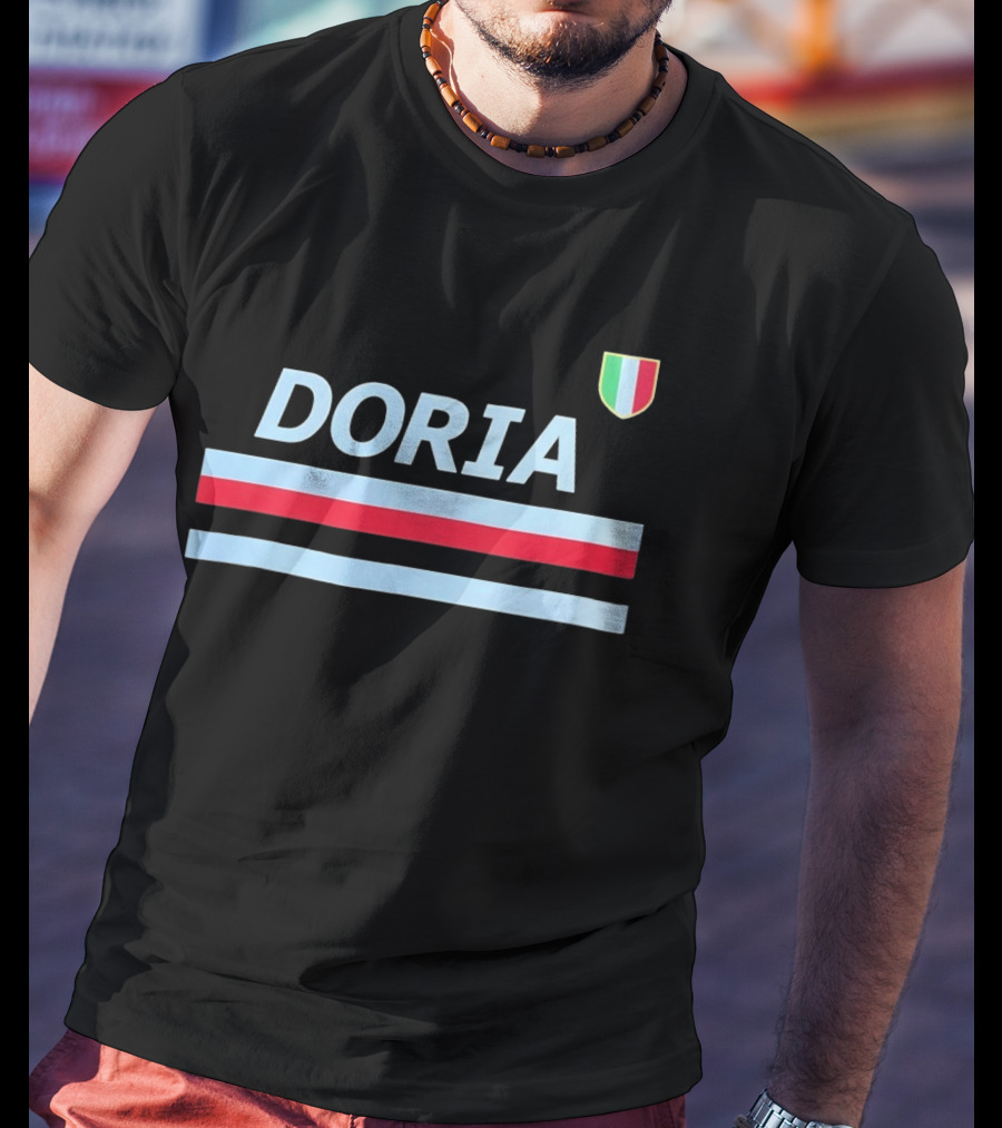 Doria Sampdoria Italian Football Blue Red Stripe Shield T-Shirt