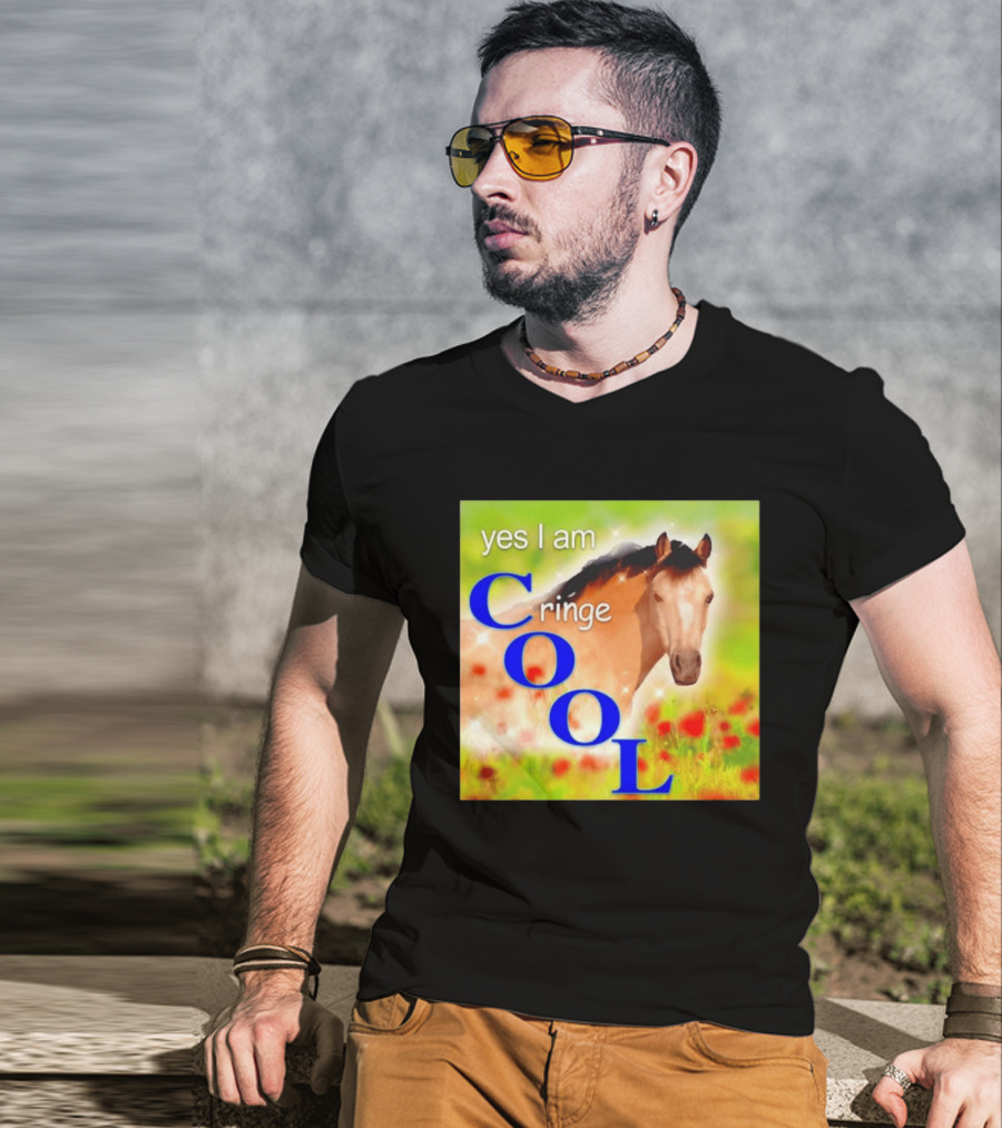 Yes I Am Cringe Cool Horse Meme Poppy Field T-Shirt