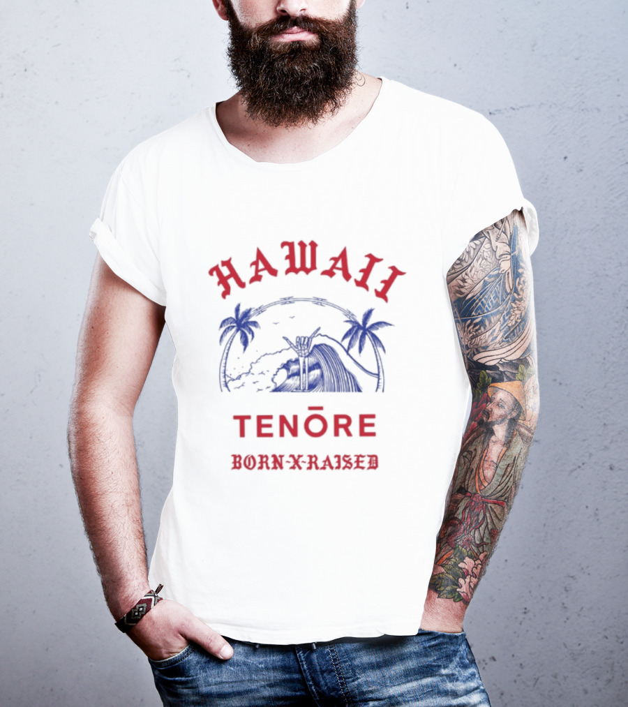 Hawaii Tenōre Born X Raised Wave And Palm Trees T-Shirt