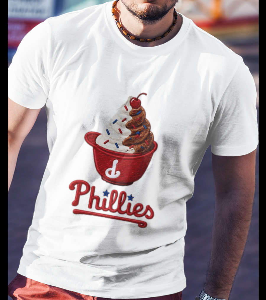 Philadelphia Phillies Ice Cream Sundae Embroidery Phillies T-Shirt